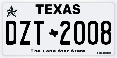 TX license plate DZT2008