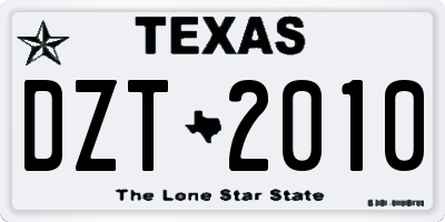 TX license plate DZT2010
