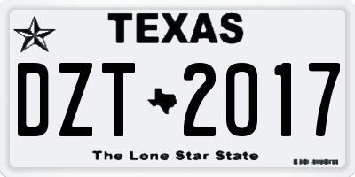 TX license plate DZT2017