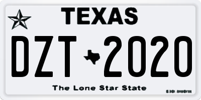 TX license plate DZT2020