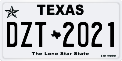 TX license plate DZT2021