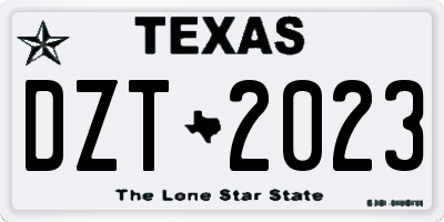 TX license plate DZT2023