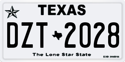 TX license plate DZT2028