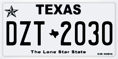 TX license plate DZT2030