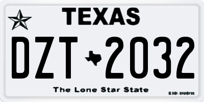 TX license plate DZT2032