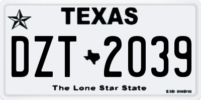TX license plate DZT2039
