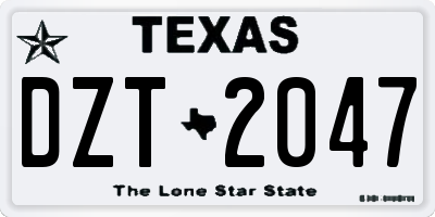 TX license plate DZT2047
