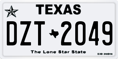 TX license plate DZT2049