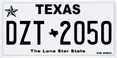 TX license plate DZT2050