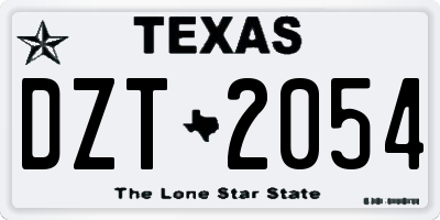 TX license plate DZT2054