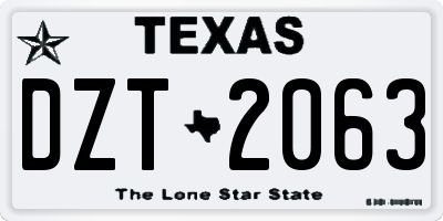 TX license plate DZT2063