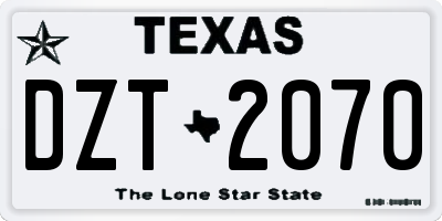 TX license plate DZT2070