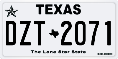 TX license plate DZT2071