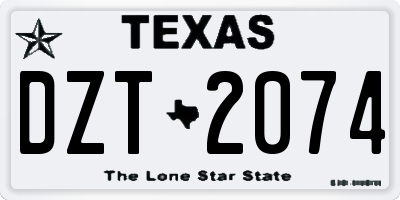 TX license plate DZT2074