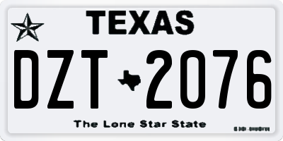 TX license plate DZT2076