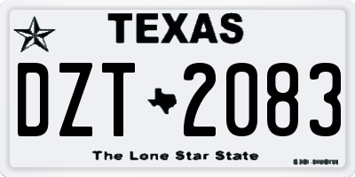 TX license plate DZT2083