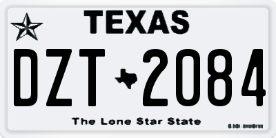 TX license plate DZT2084