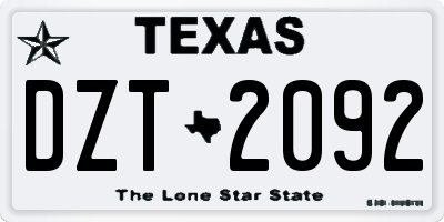 TX license plate DZT2092
