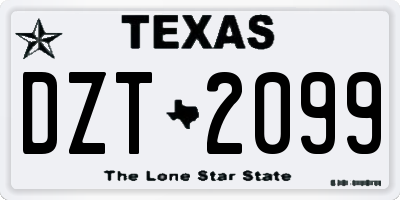 TX license plate DZT2099