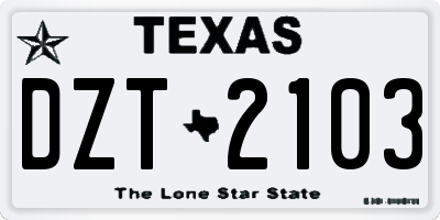 TX license plate DZT2103
