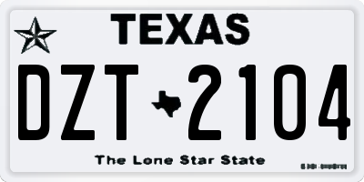 TX license plate DZT2104