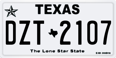 TX license plate DZT2107