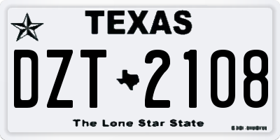 TX license plate DZT2108