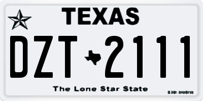 TX license plate DZT2111