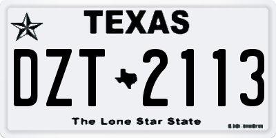 TX license plate DZT2113