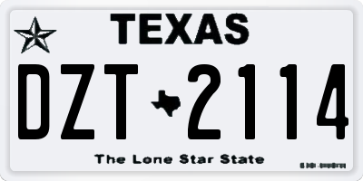 TX license plate DZT2114