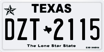 TX license plate DZT2115