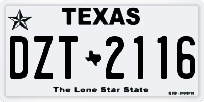 TX license plate DZT2116