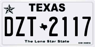 TX license plate DZT2117