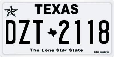 TX license plate DZT2118