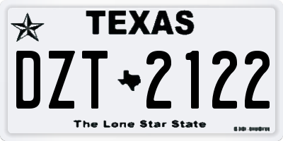 TX license plate DZT2122