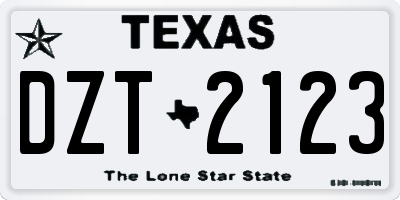 TX license plate DZT2123