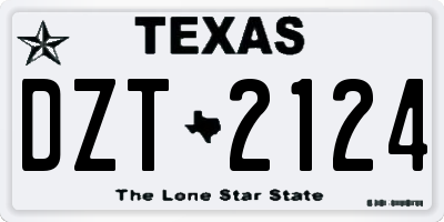 TX license plate DZT2124