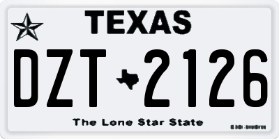 TX license plate DZT2126