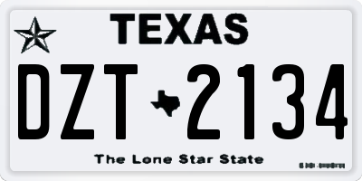 TX license plate DZT2134