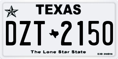 TX license plate DZT2150
