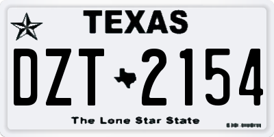 TX license plate DZT2154