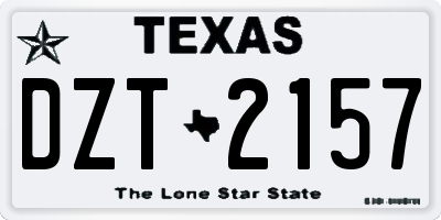 TX license plate DZT2157
