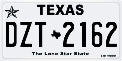 TX license plate DZT2162