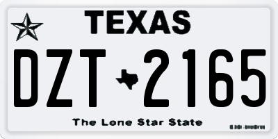 TX license plate DZT2165