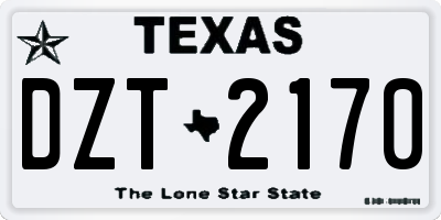 TX license plate DZT2170