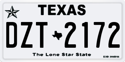 TX license plate DZT2172