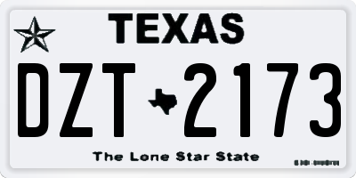 TX license plate DZT2173