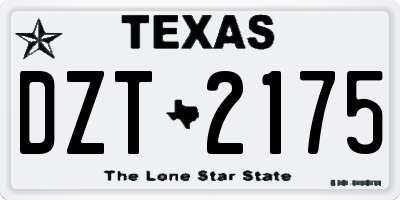 TX license plate DZT2175