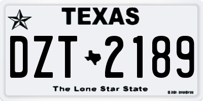 TX license plate DZT2189