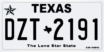 TX license plate DZT2191